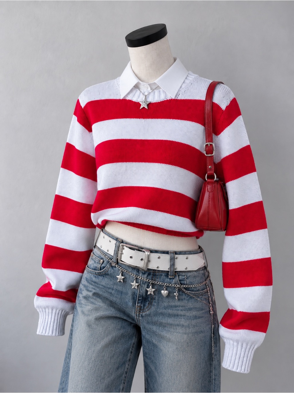 SOHO & STELLA Striped Chunky Knit Crewneck Sweater